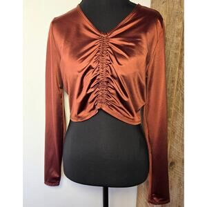 CALIA Ruched Rash Guard – Red Brown Shine – Women’s Medium – NWT